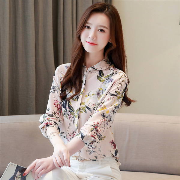 Cămașă elegantă de damă cu mâneci lungi și motive florale