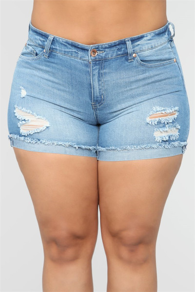 Pantaloni scurți moderni de damă cu motive rupte în albastru