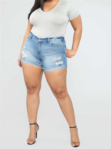 Pantaloni scurți moderni de damă cu motive rupte în albastru