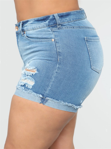 Pantaloni scurți moderni de damă cu motive rupte în albastru