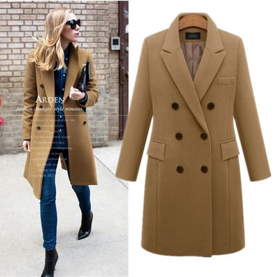 Стилно дамско дълго палто в няколко цвята