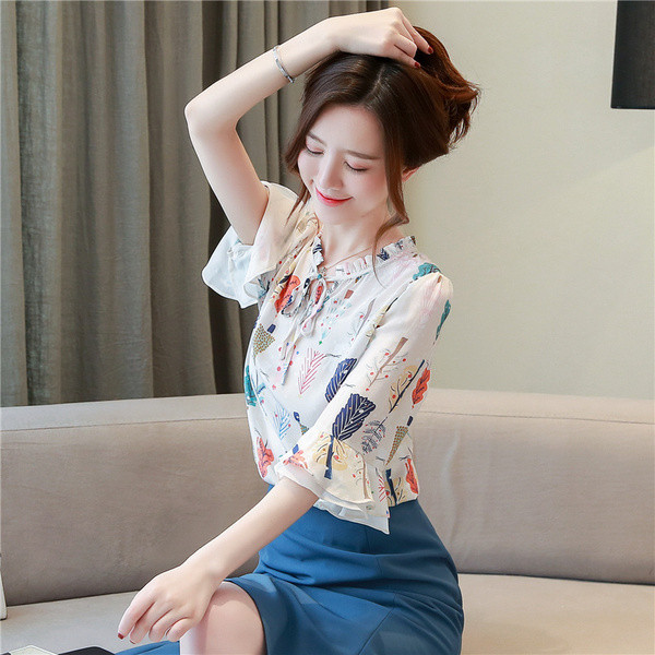 Aktuális női ing fehér színben, 3/4-es ujjal