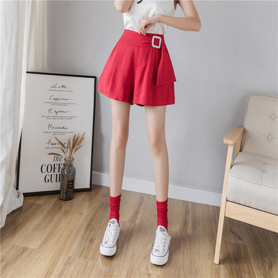 Pantaloni casual dama in alb, rosu si negru