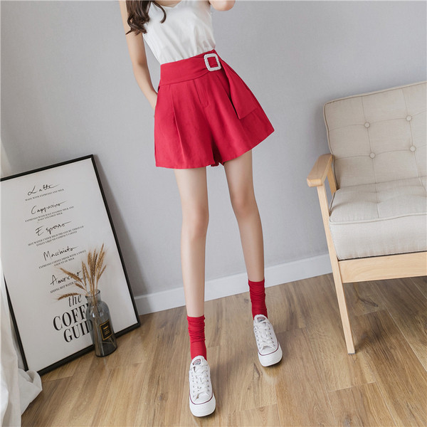 Pantaloni casual dama in alb, rosu si negru