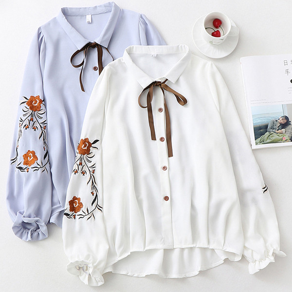 Camasa eleganta de dama in doua culori cu broderie si cravate