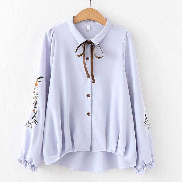 Camasa eleganta de dama in doua culori cu broderie si cravate