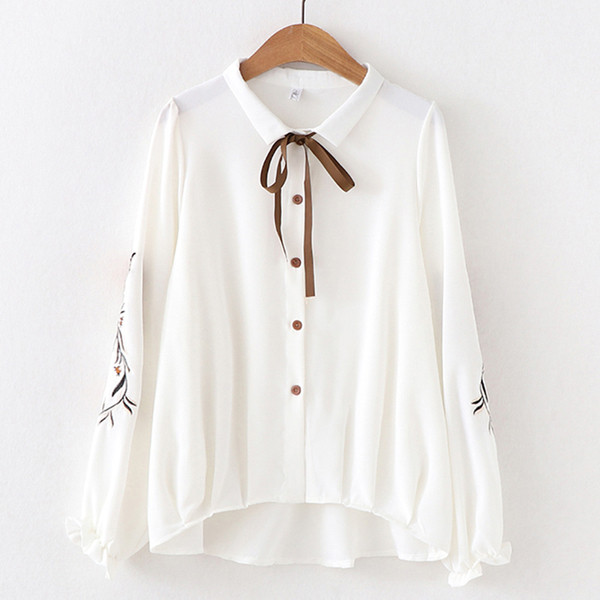 Camasa eleganta de dama in doua culori cu broderie si cravate