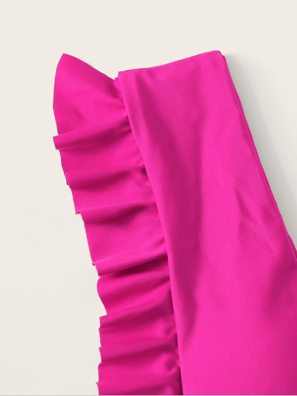 Stílusos női fürdőruha két részből, rózsaszín színben