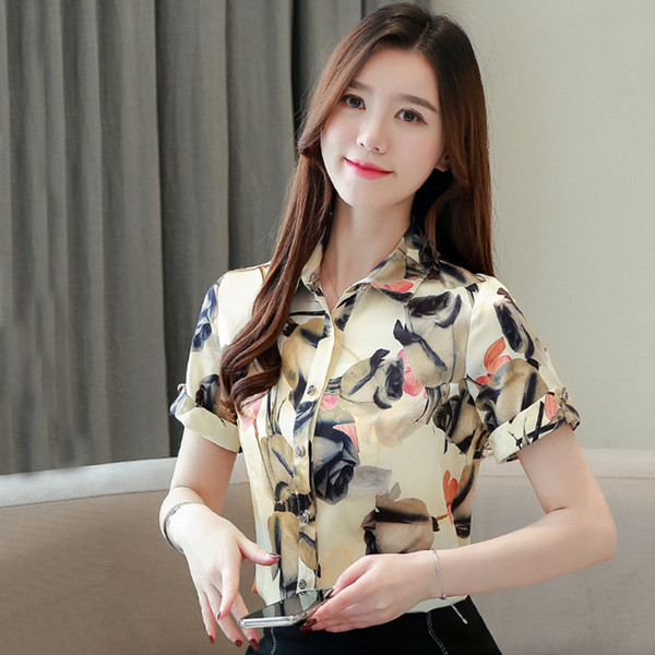 Aktuális női rövid ujjú ing virágos motívumokkal