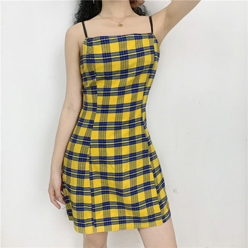 Lezser kockás ruha vékony pántokkal - szabású modell