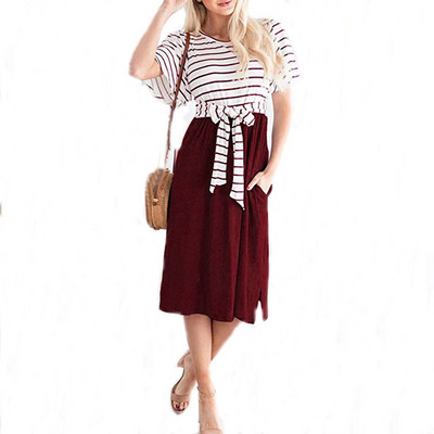 Hétköznapi női ruha rövid ujjú, nyakkendővel több színben