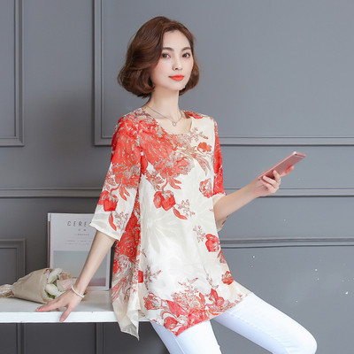 Stílusos női blúz két színben virágos motívumokkal