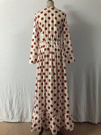 Alkalmi női ruha, hosszú ujjú fehér pöttyökkel