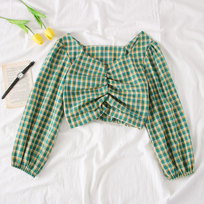 Új modell kockás női ing V-nyakkal több színben