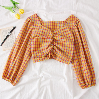 Új modell kockás női ing V-nyakkal több színben