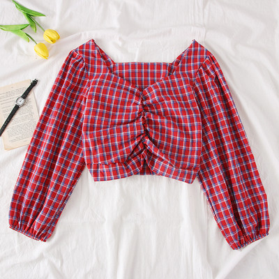 Új modell kockás női ing V-nyakkal több színben