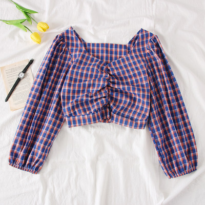 Új modell kockás női ing V-nyakkal több színben