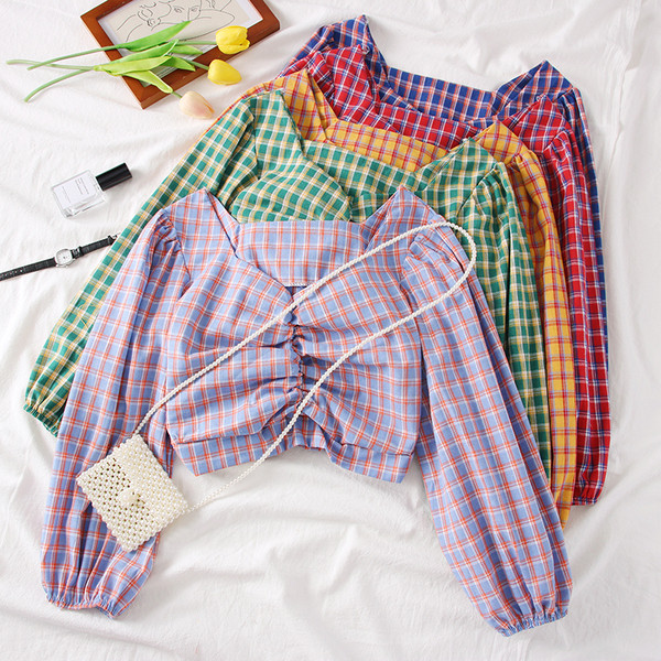 Új modell kockás női ing V-nyakkal több színben