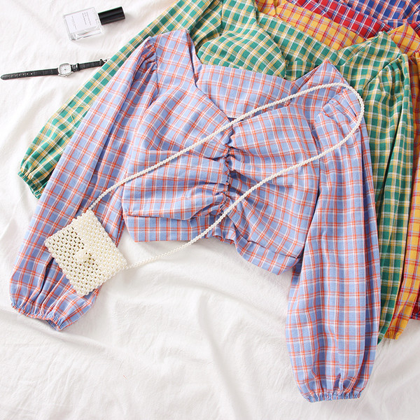 Új modell kockás női ing V-nyakkal több színben