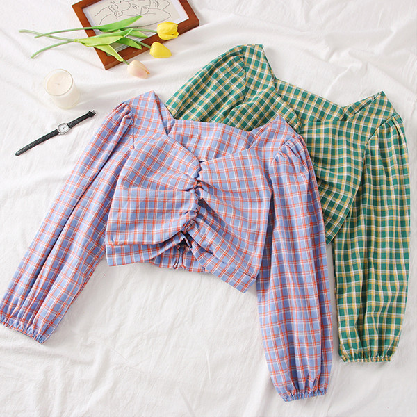 Új modell kockás női ing V-nyakkal több színben