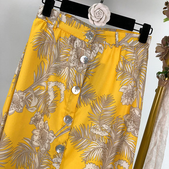 Női hosszú szoknya gombokkal és gumírozott derékkal