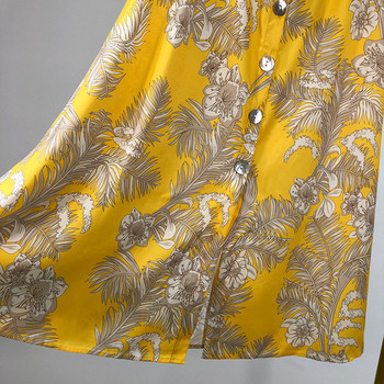 Női hosszú szoknya gombokkal és gumírozott derékkal