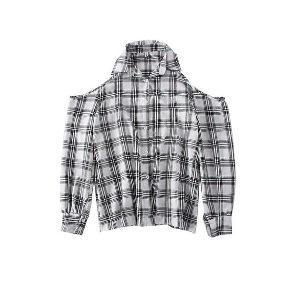 Új modell kockás női ing csupasz váll - két színben