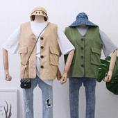 Női alkalmi mellény gombokkal és zsebekkel, három színben