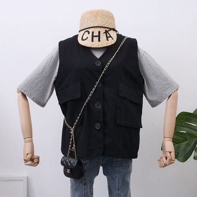 Női alkalmi mellény gombokkal és zsebekkel, három színben