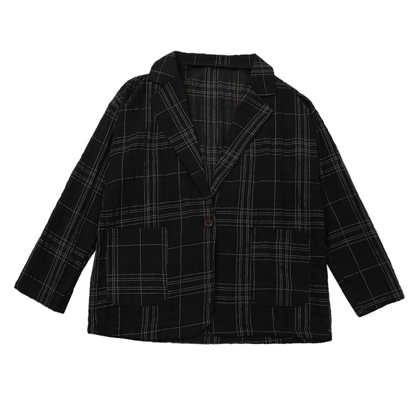 Női kockás kabát fekete-fehér színben