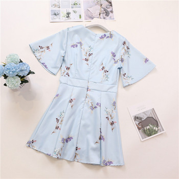 Rövid ujjú, virágmintás női ruha három színben