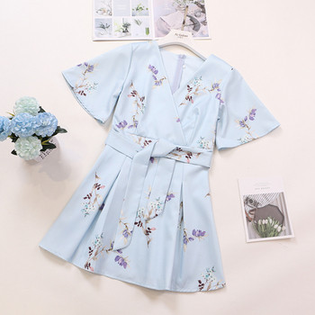 Rövid ujjú, virágmintás női ruha három színben