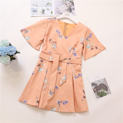 Rövid ujjú, virágmintás női ruha három színben