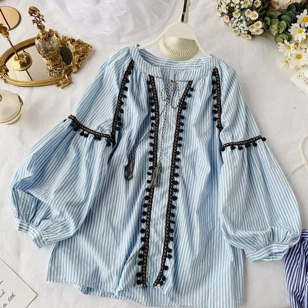 Csíkos női ing széles ujjal, két színben