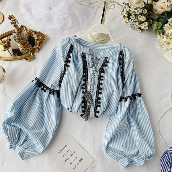 Csíkos női ing széles ujjal, két színben