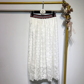 Hosszú csipkeszoknya színes gumival - három színben