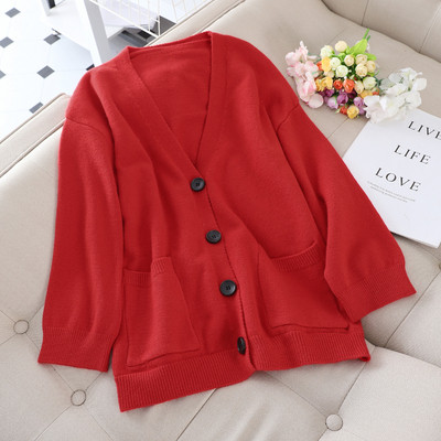 Női kardigán zsebekkel és V-nyakú több színben