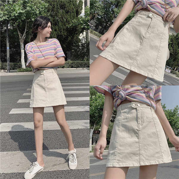 Modern női farmerszoknya két színben