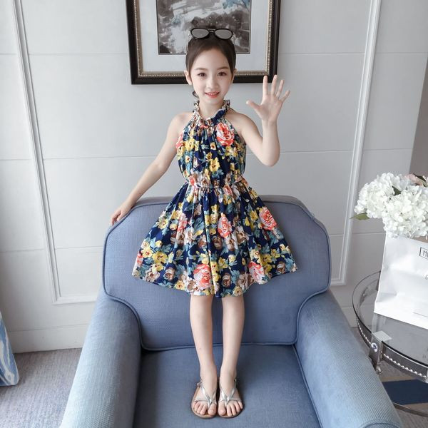 Új modell virágos mintás gyerekruha lányoknak