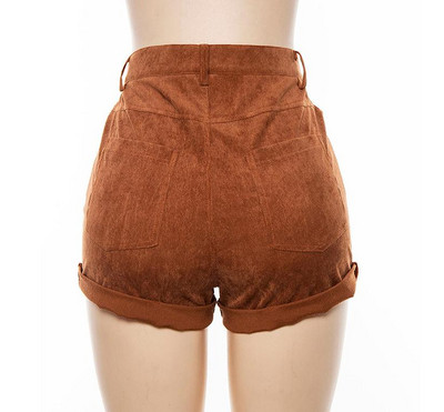 Divatos női rövidnadrág magas derékkal, barna színben