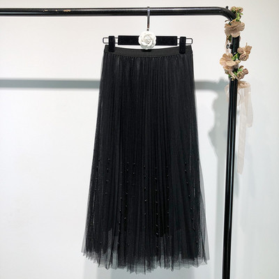 Hosszú tüllszoknya szürke és fekete színben