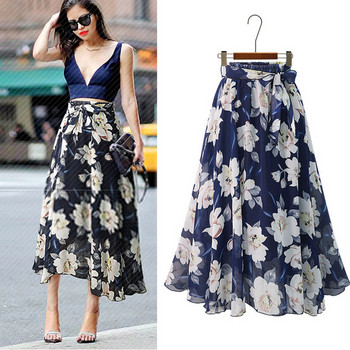 Modern női hosszú szoknya virágos motívummal, két színben