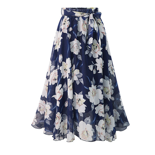 Modern női hosszú szoknya virágos motívummal, két színben