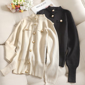 Női mellény O-alakú gallérral, fekete és bézs színben