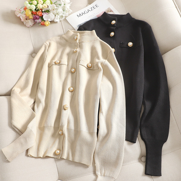 Női mellény O-alakú gallérral, fekete és bézs színben