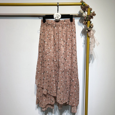 Hosszú szabású szoknya két színben virágmintával