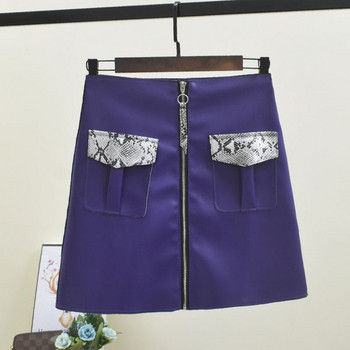 Aktuális női bőrszoknya cipzárral és zsebekkel több színben