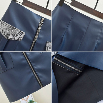 Aktuális női bőrszoknya cipzárral és zsebekkel több színben