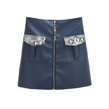 Aktuális női bőrszoknya cipzárral és zsebekkel több színben