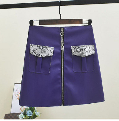 Aktuális női bőrszoknya cipzárral és zsebekkel több színben